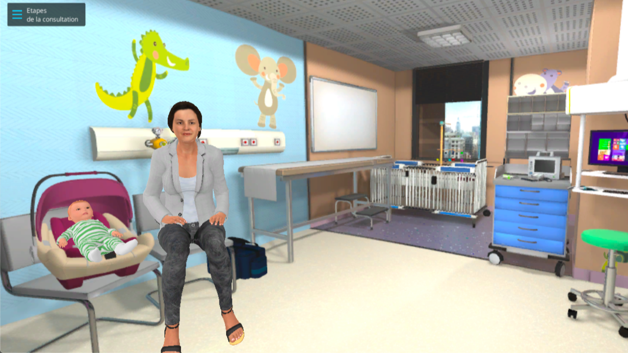 Screenshot du simulateur sur la thématique de l'Amyotrophie Spinale Infantile