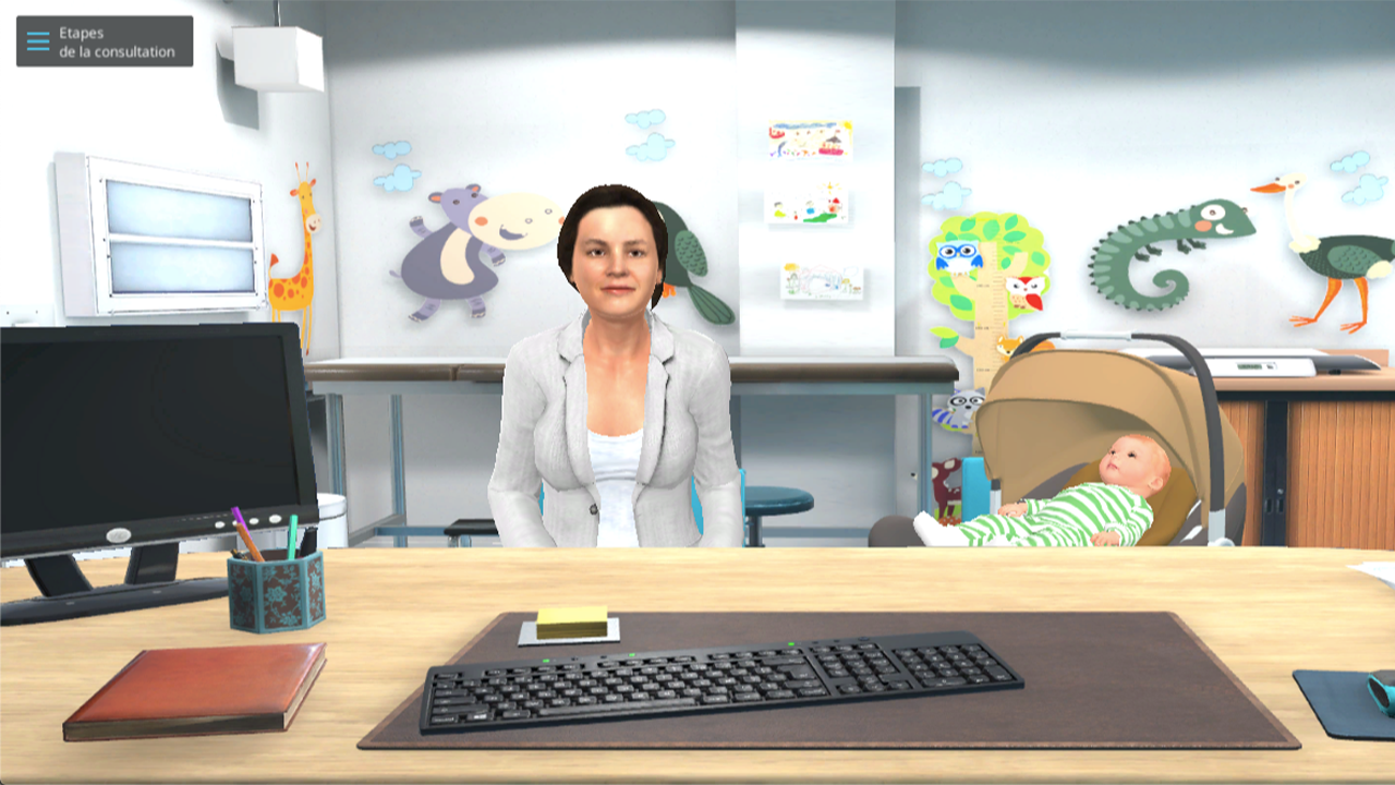 Screenshot du simulateur sur la thématique de l'Amyotrophie Spinale Infantile